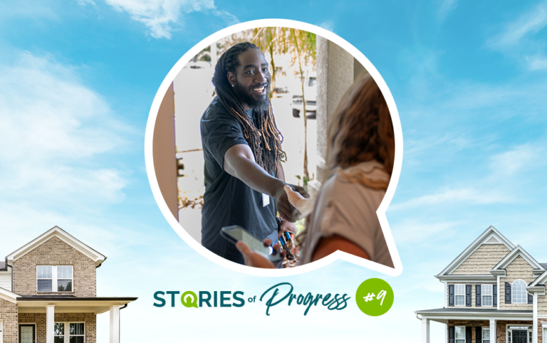 Stories of Progress blog image featuring a service technician greeting a resident, highlighting how positive service experiences and personal connections create lasting memories for residents.