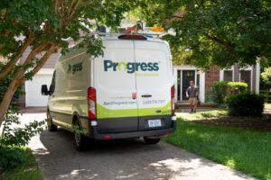Progress Residential team member arriving at a rental home, highlighting resident-focused service and a transparent leasing experience.